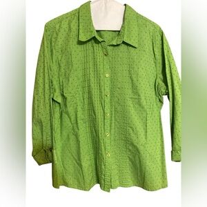 Coldwater Creek spring lime, green tailored semi fitted 3/4 sleeve butto…